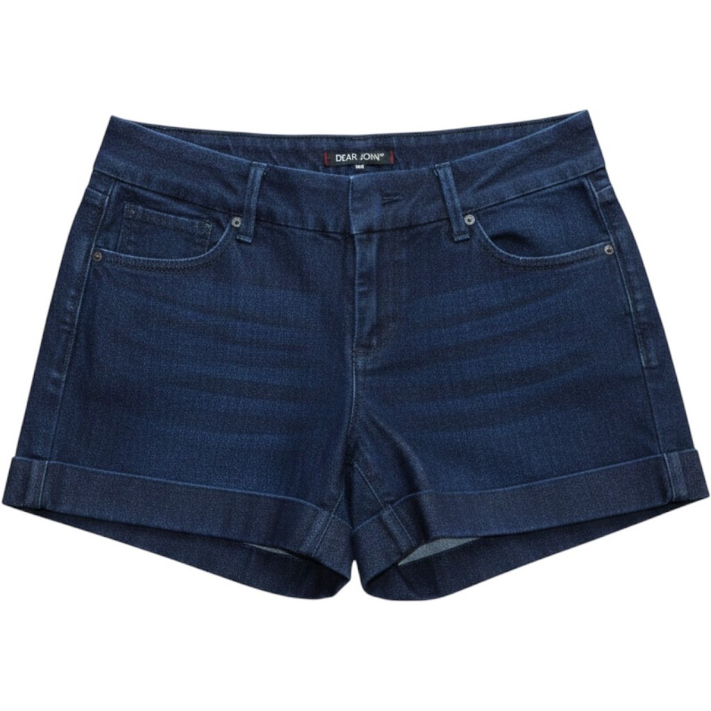 Dear John Denim Shorts Womens 26 Dark Wash Excellent Cuffed Mid Rise Casual